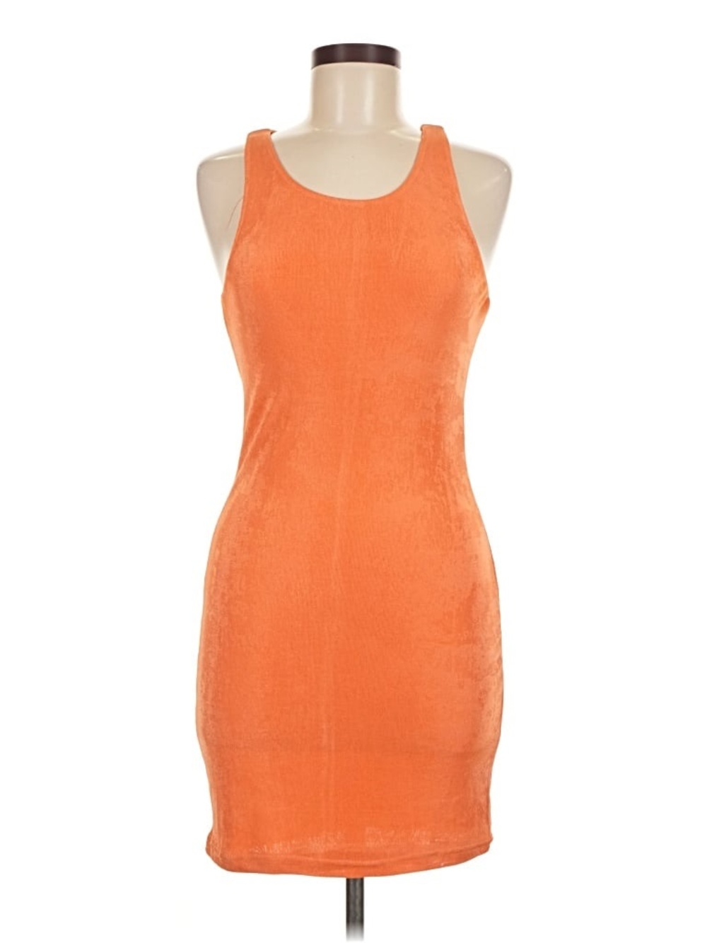 Women's Orange Velvet Tank Bodycon Dress